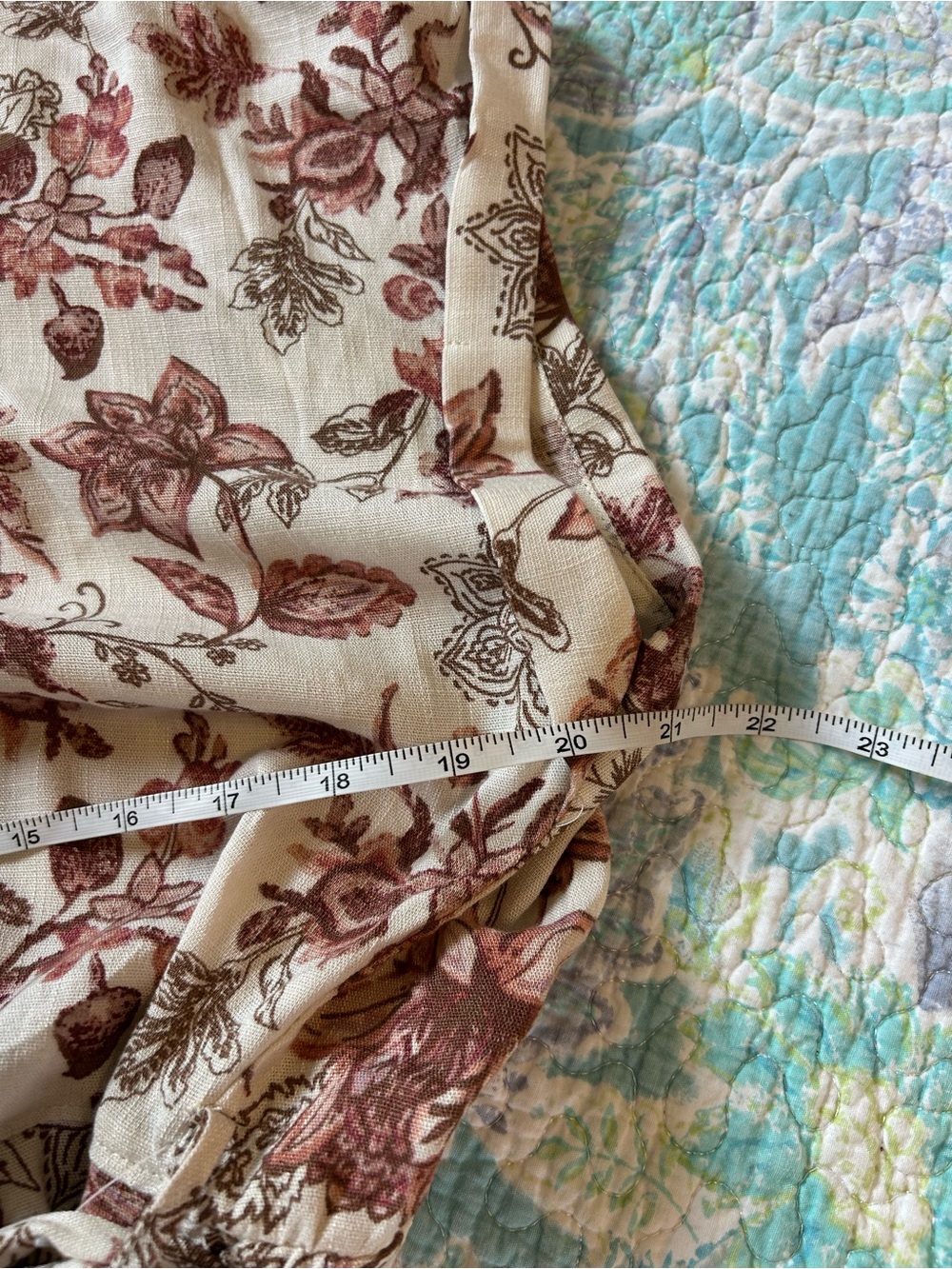 NWT Lucky Brand Floral Button-Front Midi Dress in Cream and Brown - Picture 9 of 10
